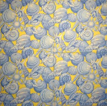 094 Muscheln - 3-lagig (blau) - Home Fashion